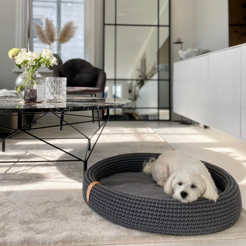 Panier en coton tressé LUKKO - Gris Anthracite